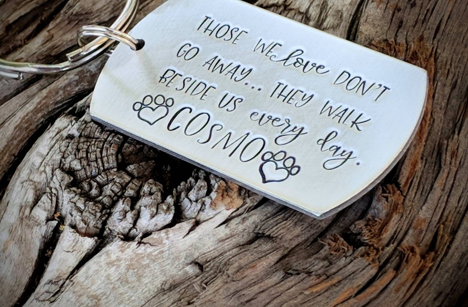 Personalized Pet Memorial Keychain. Hand Stamped Pet Loss Etsy