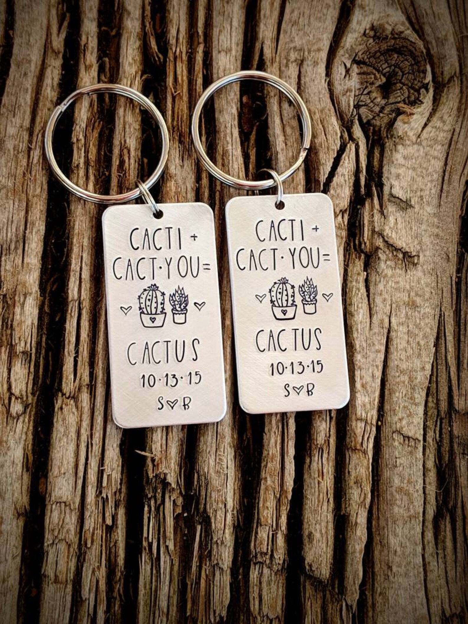 Personalized Hand Stamped Matching Keychains. Couples Gift - Etsy