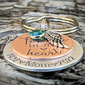 Personalized Hand Stamped Mother Memorial Keychain. Loss of Parent Gift ...
