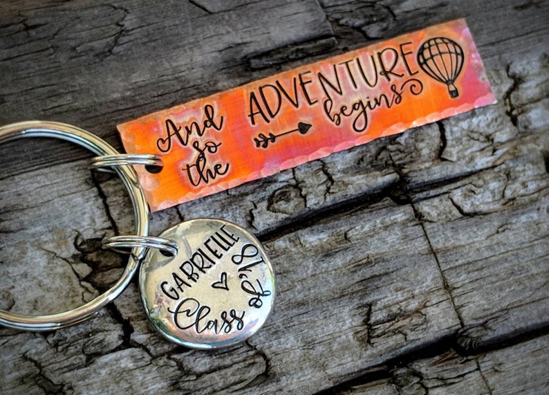 Gift for daughter Custom graduation gift Personalized hand stamped graduation keychain Inspirational Motivational graduation gift