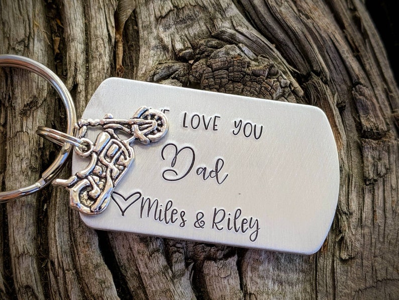 Gift for dad from kids Personalized dad keychain Motorcycle keychain. Gift for husband New dad gift Custom fathers day gift