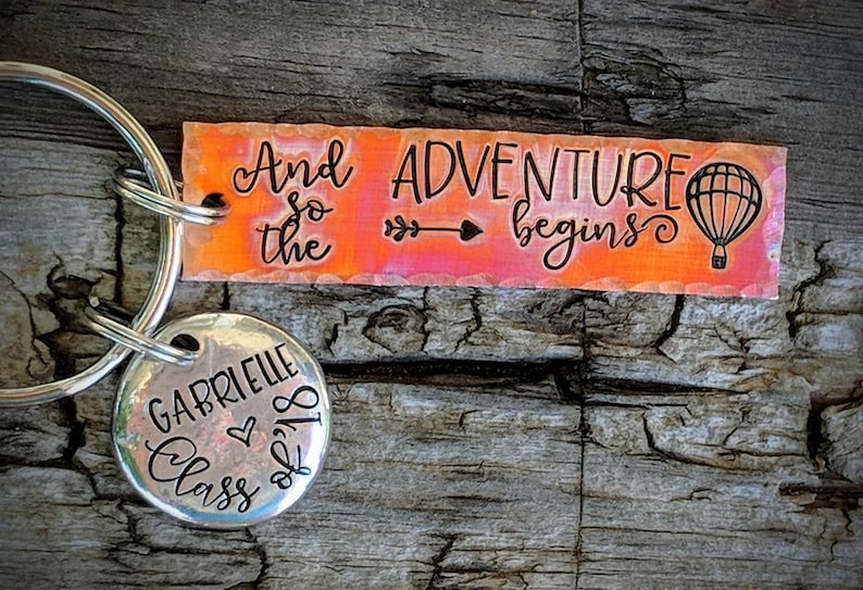 Gift for daughter Custom graduation gift Personalized hand stamped graduation keychain Inspirational Motivational graduation gift