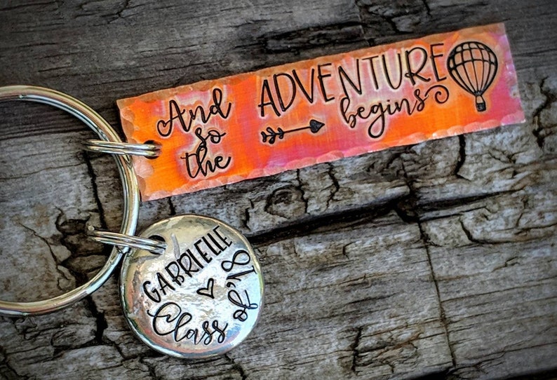 Gift for daughter Custom graduation gift Personalized hand stamped graduation keychain Inspirational Motivational graduation gift