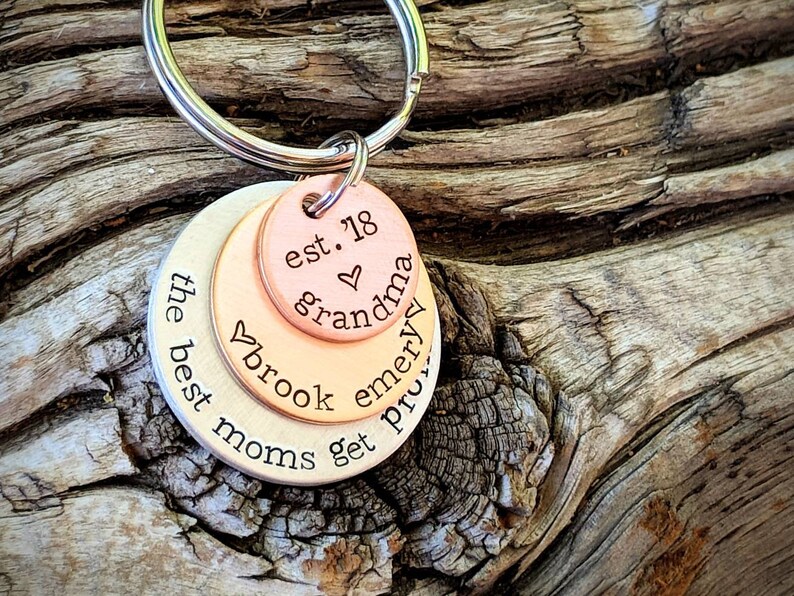 Personalized Stamped Grandma Keychain Grandmother Gift Grandma Etsy