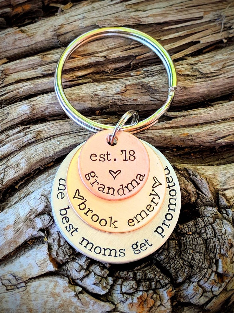 Personalized Stamped Grandma Keychain Grandmother Gift Grandma Etsy