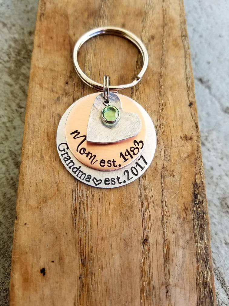 Personalized Hand Stamped Keychain. Pregnancy Announcement. Etsy