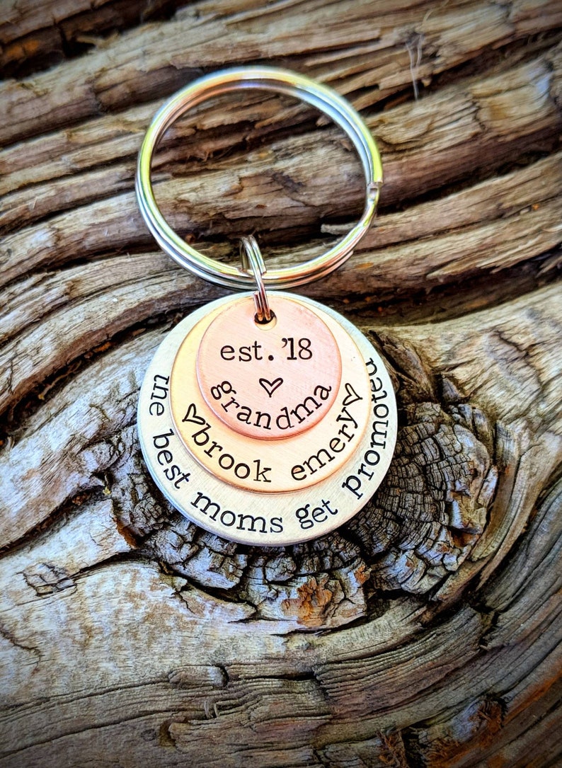 Personalized Stamped Grandma Keychain Grandmother Gift Grandma Etsy