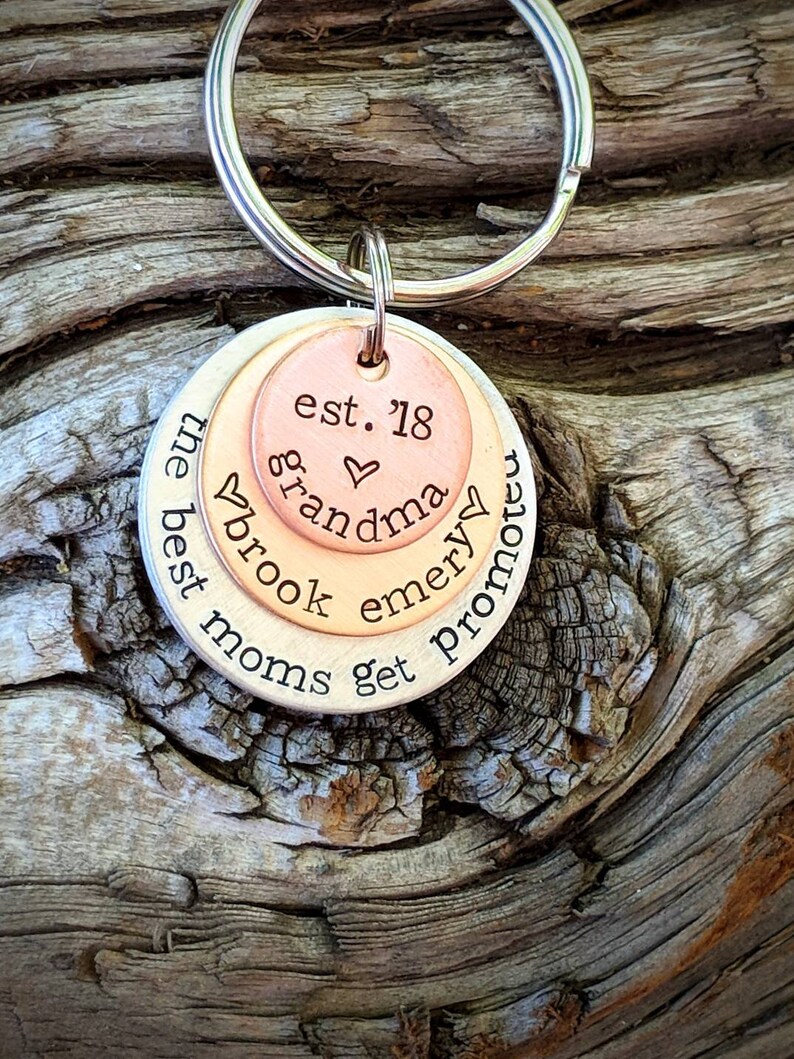 Personalized Stamped Grandma Keychain Grandmother Gift Grandma Etsy
