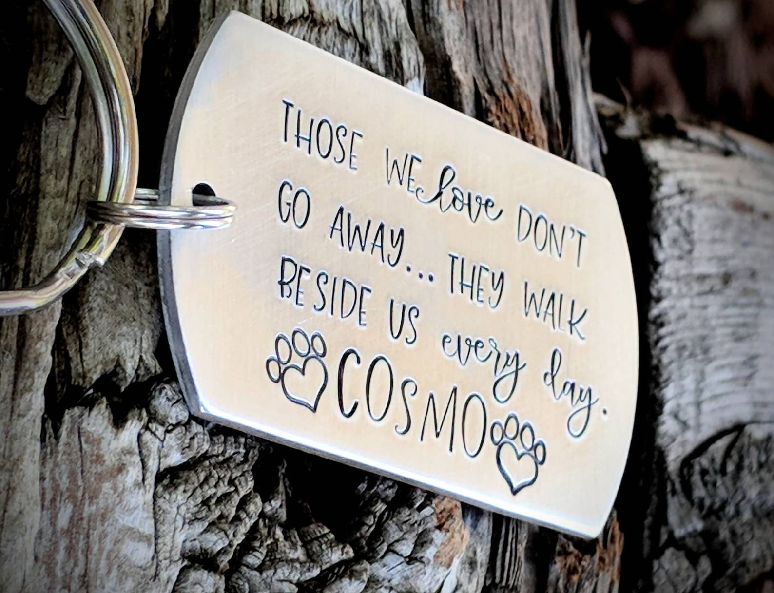 Personalized Pet Memorial Keychain. Hand Stamped Pet Loss Etsy