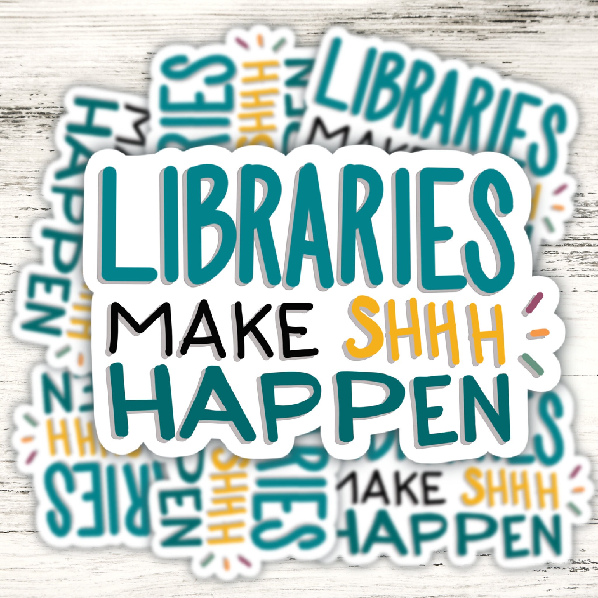 Libraries Sticker Illustrated Book Library Theme Etsy