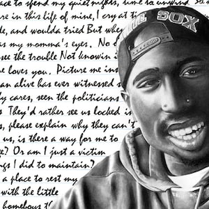 Tupac Fine Art Print of Original Charcoal & Ink Drawing