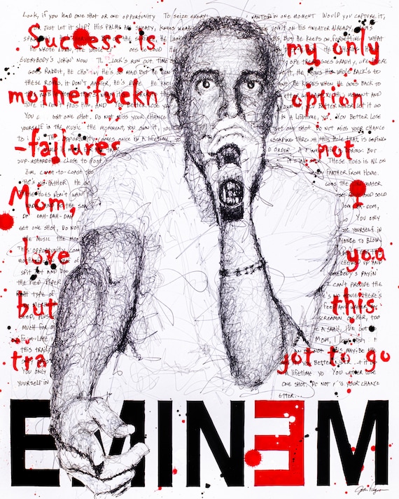 Eminem Print of Original Ink Drawing - Scribble Art - Etsy