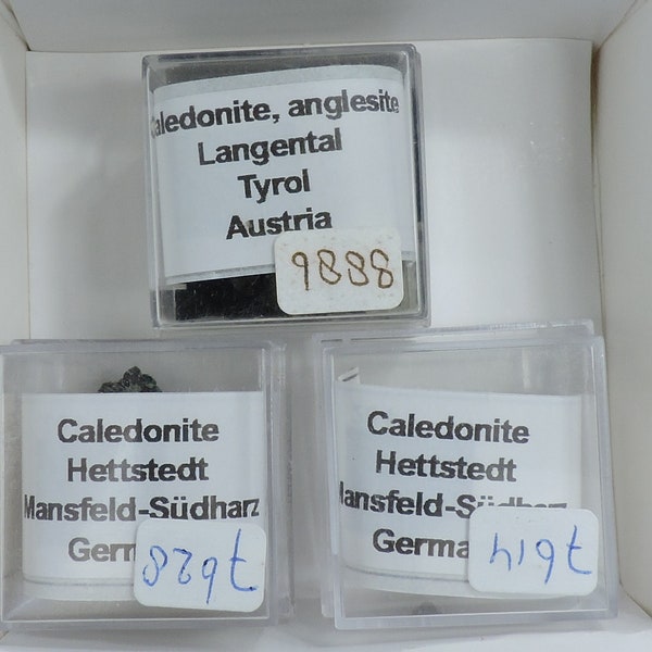 Caledonite micromounts from Germany and Austria