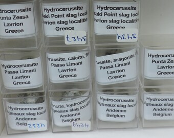 Hydrocerussite micromounts from Belgium and Greece