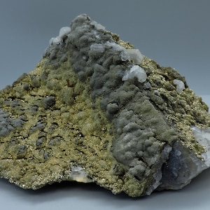 Fluorite, calcite and pyrite from Spain – fluorescent – cabinet size