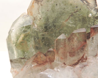 Crazy tabular quartz cluster with hematite and chlorite  from Morocco – large cabinet size