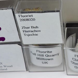 Fluorite thumbnails and micromounts from the UK, Greece, France, Czech and Germany
