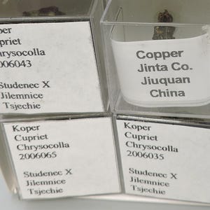 Native copper micromounts from Germany, Belgium, Italy, UK, China, Czech Republic and Washington