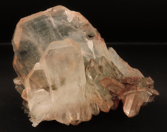 Beautiful rare tabular quartz cluster with hematite from Morocco - cabinet size
