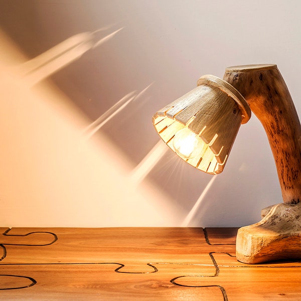 Abat Jour in solid oak and Oak-wood lamp-lighting