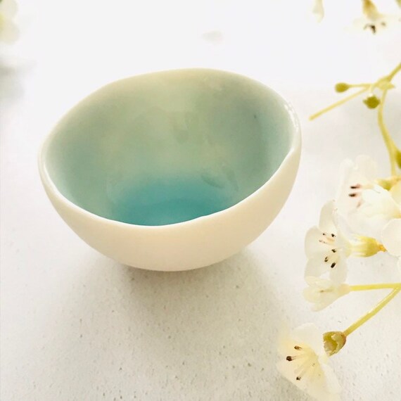 Turquoise glazed porcelain mini bowl