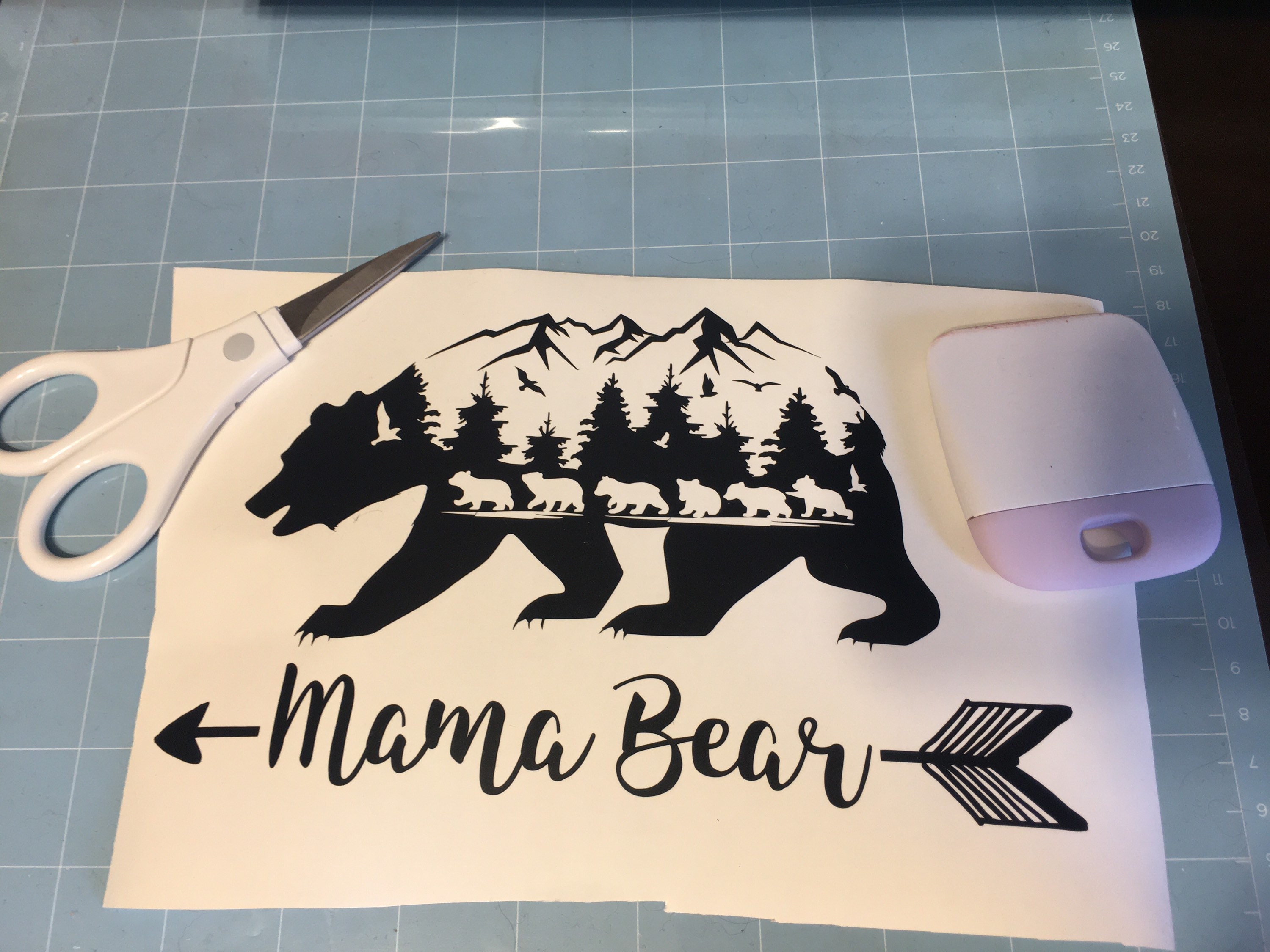 Mama Bear And Cubs Car Decal Sticker | Etsy