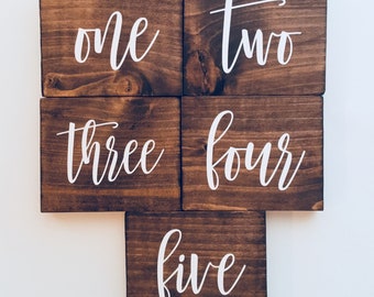 wood table numbers etsy