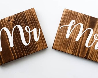 Wood Mr and Mrs Sign | Etsy