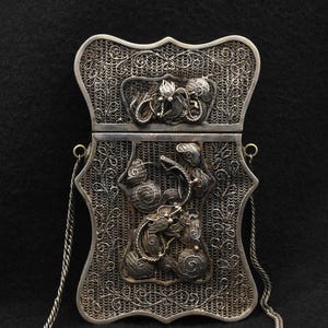 Rare, Staggering Silver Chinese Filigree Card Case