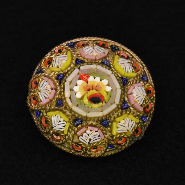 Antique Italian Micromosaic Brooch - Remarkable