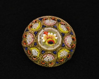 アンティークイタリア製マイクロモザイクブローチ、シェルカメオのお