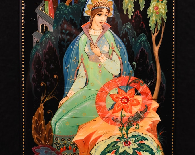 Featured listing image: Stunning Soviet/Russian Papier Mache Lacquer Box - Beauty and the Beast - Imperfect