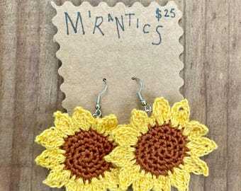 Crochet Sunflower Earrings