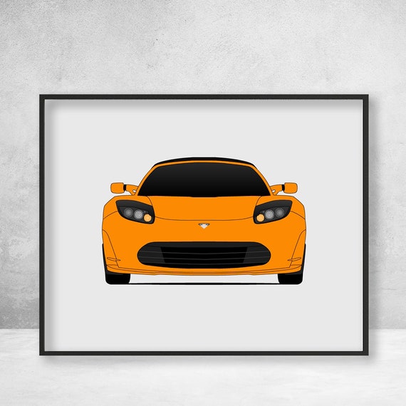 Tesla Roadster Tesla Motors Poster Print Wall Art Decor C1