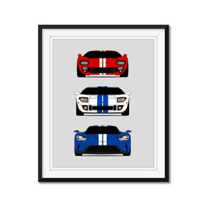 Ford GT Inspired Car Poster Print Wall Art of the History and Evolution of the Ford GT40 AX1 (Unframed)