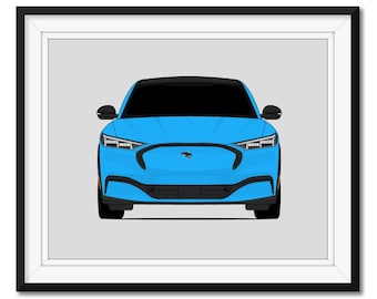 Ford Mustang Mach E (2021-Present) Car Poster Print Wall Art Decor CX1 (Unframed)