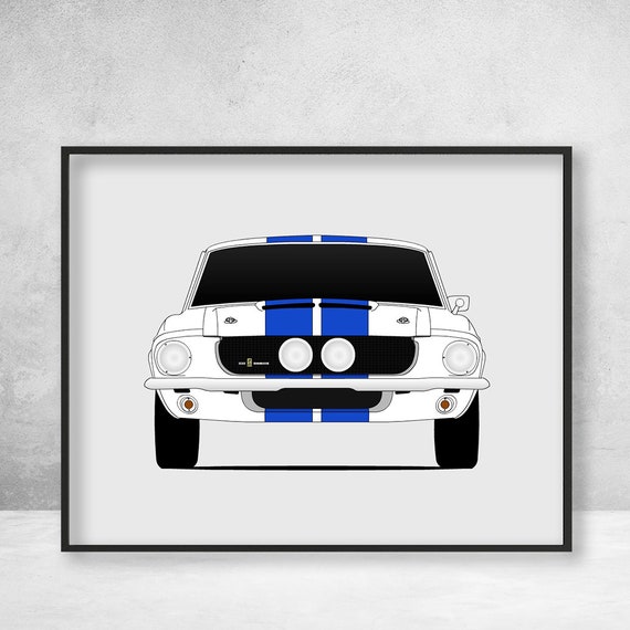 Ford Mustang Shelby GT500 1967 American Classic Muscle Car USA Flag Poster Print