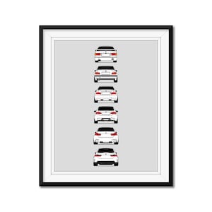 Customizable Version: BMW M3 Inspired Car Poster (Rear View) Print Wall Art Evolution M3 Generations E30 E36 E46 E92 F80 G80 AX2 (Unframed)