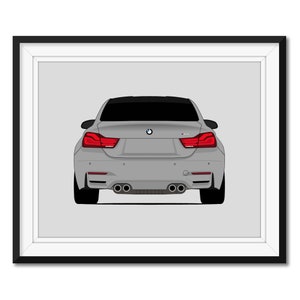 BMW M4 F82 (2018-2020) (Rear) Inspired Car Poster Print Wall Art Decor CX1 (Unframed)