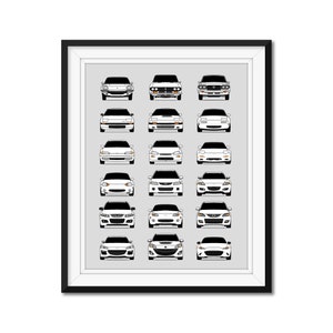Customizable Version: Mazda History Evolution Inspired Car Poster Print Best Mazda Generations Miata RX-7 RX-8 RX-3 Protege AX2 (Unframed)