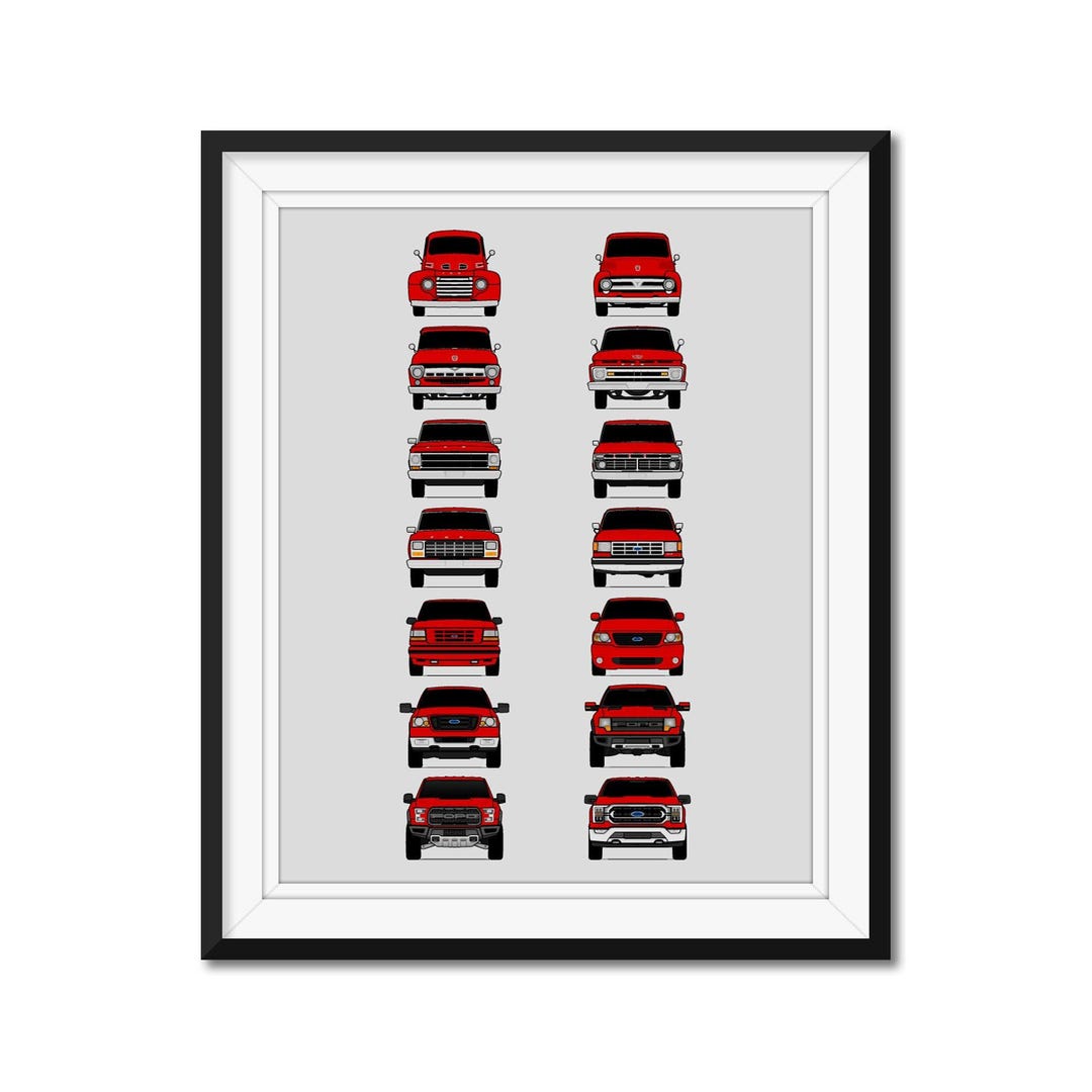 Ford F-150 Raptor Generations Car Poster Print Wall Art Decor of the ...