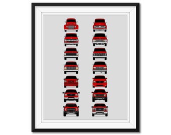 Póster decorativo de pared con la historia y evolución del Ford F-150 Raptor Generations (sin marco)