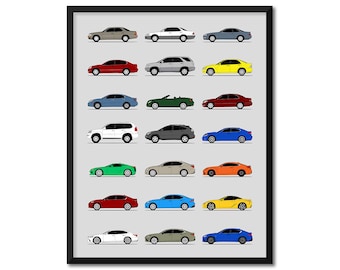 Lexus Inspired Car Poster (Side Profile) Print Wall Art Decor of the Best of Lexus Generations History Evolution AX1 (Unframed)