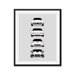 Customizable Version: Chevy Corvette ZR1 Generations Car Poster Print History Evolution of the Chevrolet C3 C4 C6 C7 AX2 (Unframed)
