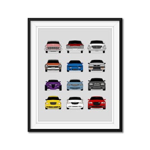 Chrysler History and Evolution Inspired Car Poster Print Wall Art Best of Chrysler Generations (Crossfire, 300, PT Cruiser) AX1 (Unframed)