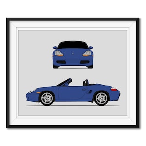 Porsche Boxster 986 (1996-2001) (Front and Side) Inspired Car Poster Print Wall Art Decor DX3 (Unframed)