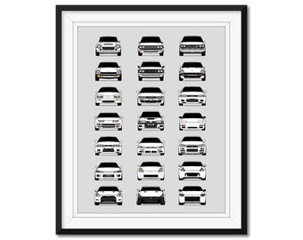 Customizable Version: Nissan History Evolution Car Poster Print Best Nissan Generations Skyline 240SX 350Z 370Z 510 AX2 (Unframed)