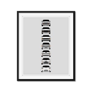 Toyota Celica Generations Inspired Car Poster Print Wall Art Decor of the History and Evolution of the Celica AX1 (Unframed)