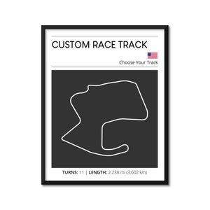 Personalizable Race Track Poster - Customizable Track Day Racing Print Perfect Wall Art Décor Gift for Car Enthusiasts Racers BX7 (Unframed)