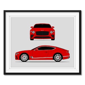 Bentley Continental GT (2018-Present) Gen 3 (Front and Side) Inspired Poster Print Wall Art Decor DX3 (Unframed)